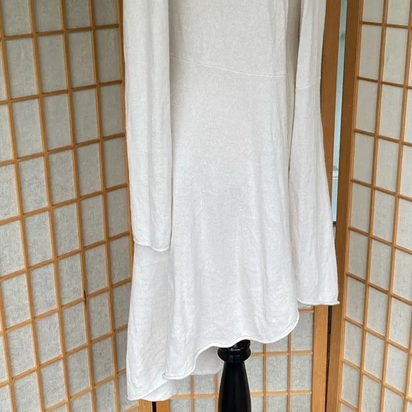 Megaschoni Cashmere Open Long High Low Ivory Cardigan SZ M - Picture 6 of 13